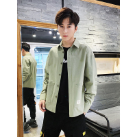 蓝旗(BLUEG)男士长袖衬衫韩版休闲潮流港风衬衣薄款工装外套