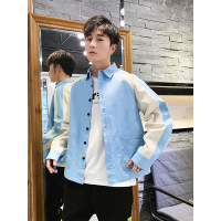 蓝旗(BLUEG)春夏港风男长袖时尚简约衬衫宽松百搭衬衣外套