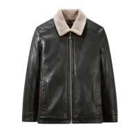 花花公子(PLAYBOY ICON)冬装大码皮棉衣男士加大加毛内里翻领防寒服