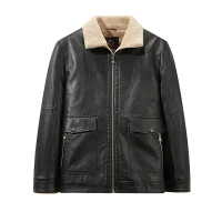 花花公子(PLAYBOY ICON)2019冬季新款男士商务休闲爸爸装翻领皮衣外套