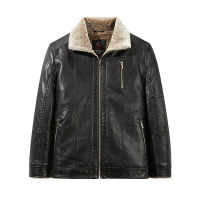 花花公子(PLAYBOY ICON)2019秋冬款中年翻领保暖皮衣外套加绒时尚