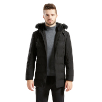 雪暖冬新款男士连帽加厚大码狐狸毛领中长款羽绒服