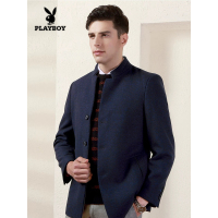 花花公子男士秋冬季商务休闲立领时尚百搭羊毛呢大衣