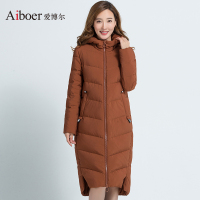 爱博尔羽绒服女秋冬连帽宽松版厚实羽绒服女款加厚长款B1759