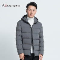 爱博尔反季秋羽绒男士连帽轻薄款休闲外套秋冬短羽绒服A1706