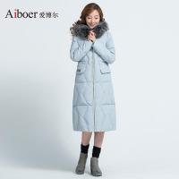 爱博尔羽绒服狐狸毛领长款时尚保暖羽绒服秋冬女外套b17103
