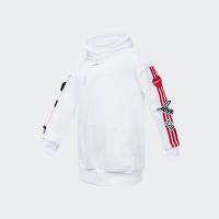 Adidas阿迪达斯女情人节运动休闲连帽套头衫中长款卫衣 EI4443