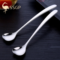 SSGP叁肆鋼长柄勺子304不锈钢搅拌勺创意加厚蜂蜜奶茶长冰勺甜品勺套装