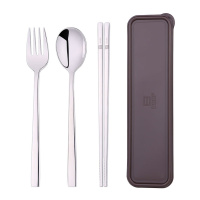 SSGP叁肆鋼 韩式便携餐具三件套304不锈钢学生成人旅行勺子筷子叉子套装