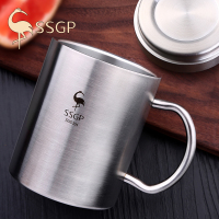 304不锈钢水杯带盖随手杯儿童口杯防摔铁杯子带手柄（小号带盖）