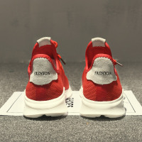 斯米尔鞋子男韩版潮流百搭网面红色男士休闲鞋运动鞋男鞋夏季透气