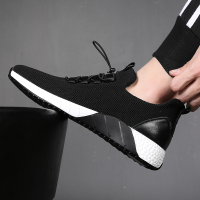 斯米尔运动鞋男韩版潮流百搭潮鞋子黑色飞织网面透气防滑休闲网鞋