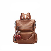 花花公子PLAYBOY 防盗双肩包女包潮2018新款韩版简约百搭休闲真皮软皮牛皮背包