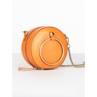 花花公子PLAYBOY新款真皮复古女士单肩包斜跨包 定型小圆包头层牛皮包