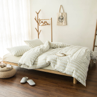 惟丽尚品 日式无印风全棉泡泡纱 四件套 床上用品套件 床单款 多款花型 包邮