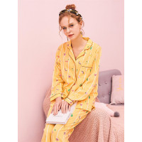 阪织屋睡衣女春秋可爱套装棉质水果甜美长袖秋冬款薄家居服