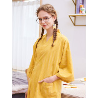 阪织屋情侣睡衣春秋款套装条纹长袖家居服男和服日式睡衣女式