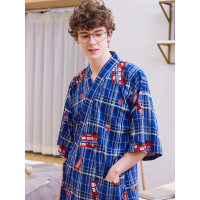 阪织屋情侣睡衣男春秋家居服套装卡通日式和服短袖棉质起居服