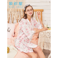 阪织屋睡衣女春秋棉质长袖睡裙性感日式和服婴儿纱甜美可爱家居服