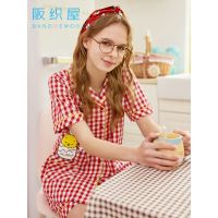 阪织屋睡衣女春夏款迪士尼卡通维尼熊家居服女士短袖套装少女可爱家居服女