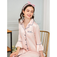 阪织屋睡裙睡衣女家居服女士春季薄款喇叭袖家居裙子