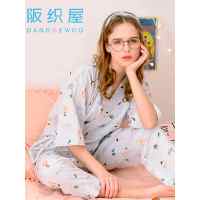 阪织屋睡衣女全棉婴儿纱卡通秋季荷叶边和服套装舒适起居服