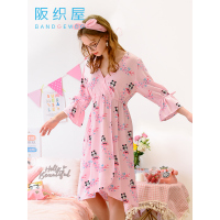 阪织屋睡衣女夏季薄款迪士尼松松睡裙女中长袖可外穿家居服起居服