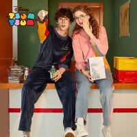 阪织屋情侣睡衣2019秋冬迪士尼睡衣女珊瑚绒可爱睡衣套装男士家居服