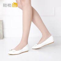 SHOEBOX/鞋柜春秋新款尖头蝴蝶结低跟漆皮鞋单鞋1116101075