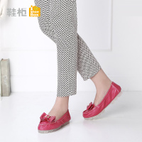 shoebox鞋柜新款女鞋蝴蝶结圆头平跟套脚单鞋女豆豆鞋1116101070