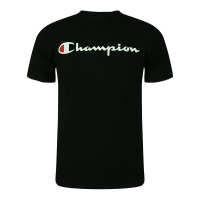 Champion 冠军草写经典logo男女款T恤夏季短袖上衣 黑色 GT23H