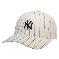 MLB 白色细黑条纹NY洋基队刺绣经典弯檐鸭舌棒球帽子 白色条纹NY可调节 32CPRP811-50W