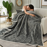 南极人(NanJiren)家纺 保暖法兰绒复合毛毯绒毯子 床上用品秋冬纯色盖毯柔软厚实午睡毯绒面其它