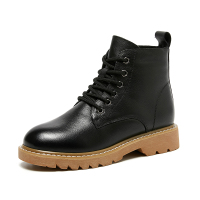 马克华菲女鞋马丁靴2020新款韩版百搭真皮高帮系带短筒机车女靴子