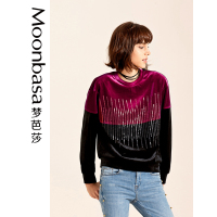 Moonbasa/梦芭莎 时尚天鹅绒撞色亮片套头上衣