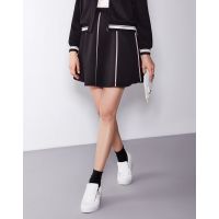 Moonbasa/梦芭莎 欧美休闲女装宽松空气层拼接织带时尚百搭高腰半裙