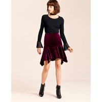 Moonbasa/梦芭莎 优雅时尚天鹅绒不对称鱼尾摆浪百搭半裙