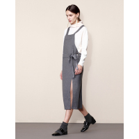 Moonbasa/梦芭莎 休闲流行前后侧开叉背带系带背带裙式连衣裙