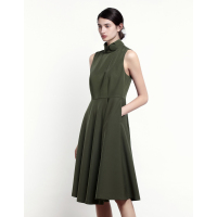 Moonbasa/梦芭莎 优雅浪漫立领收腰大摆无袖连衣裙