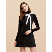 Moonbasa/梦芭莎 优雅浪漫蝴蝶结V领小A摆收腰无袖连衣裙