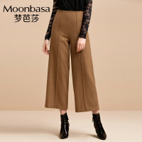 Moonbasa/梦芭莎 羊毛百搭气质中高腰毛呢阔腿休闲裤