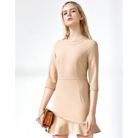 Moonbasa/梦芭莎 时尚五分袖收腰包臀流苏连衣裙