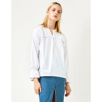 Moonbasa/梦芭莎 时尚休闲前中抽绳前短后长喇叭袖套头衬衫