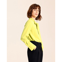 Moonbasa/梦芭莎 简约浪漫优雅宽松直身款金属扣装饰系蝴蝶结领衬衫