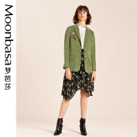 Moonbasa/梦芭莎 时尚优雅帅气收腰显瘦款贴绣花装饰灯芯绒西装外套