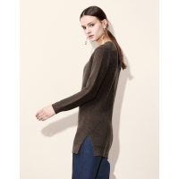 Moonbasa/梦芭莎 简约时尚圆领侧开叉易搭中长款毛衣