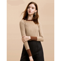 Moonbasa/梦芭莎 时尚简洁撞色合体百搭长袖短款毛衣
