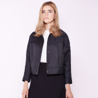 Moonbasa/梦芭莎 优雅浪漫波点落肩撞色织带时尚宽松长袖短外套