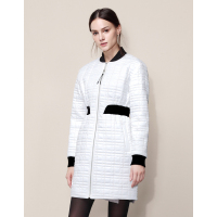 Moonbasa/梦芭莎 优雅时尚OL气质罗纹细节收腰连衣裙式装饰线迹棉衣外套