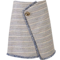 Moonbasa/梦芭莎 优雅品质感含羊毛花纱面料流苏装饰斜襟A型半裙